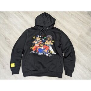 Bleecker & Mercer Hoodie Mens Large Black Hip Hop Bear Graphic Fleece Pullover